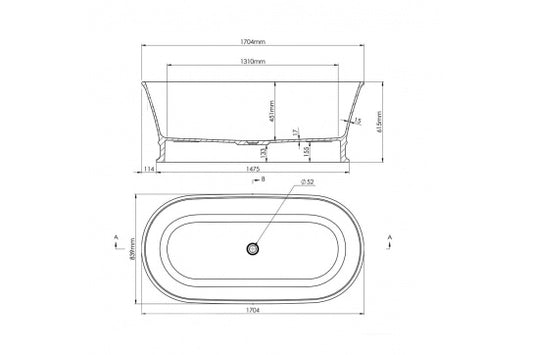 Claremont 170 x 84 MagnaCast Free Standing Bath - Matte White
