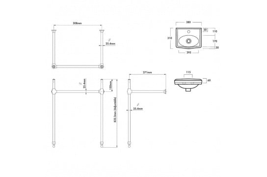 Claremont 38 x 31 Nuovo Basin Stand Brushed Nickel