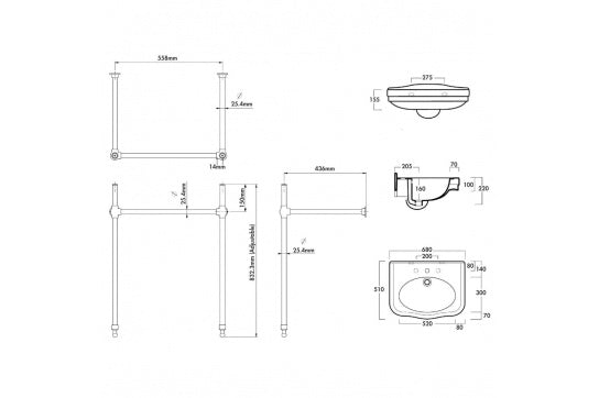 Claremont 68 x 51 Brushed Nickel Basin Stand — Freestanding
