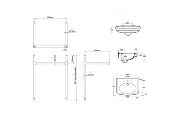 Claremont 68 x 51 Nuovo Basin Stand — Brushed Brass, Freestanding