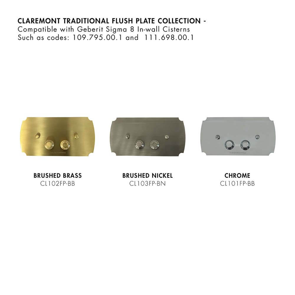 Package - Claremont Floor Mounted Pan & Seat + Geberit In-wall Cistern + Traditional Flush Plate