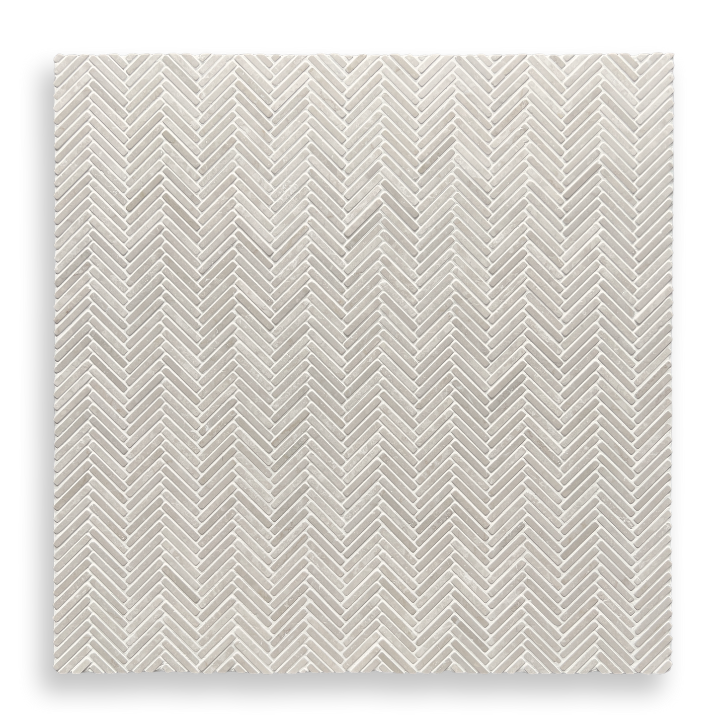 Clovelly Botticino Marble Herringbone Mini Mosaic Tile — Beige, Marble, Stone