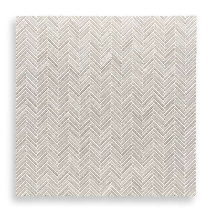 Clovelly Botticino Marble Herringbone Mini Mosaic Tile — Beige, Marble, Stone