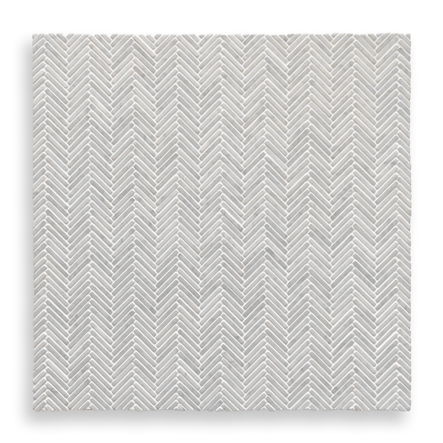 Clovelly Carrara Marble Herringbone Mini Mosaic Tile — White, Marble, Stone