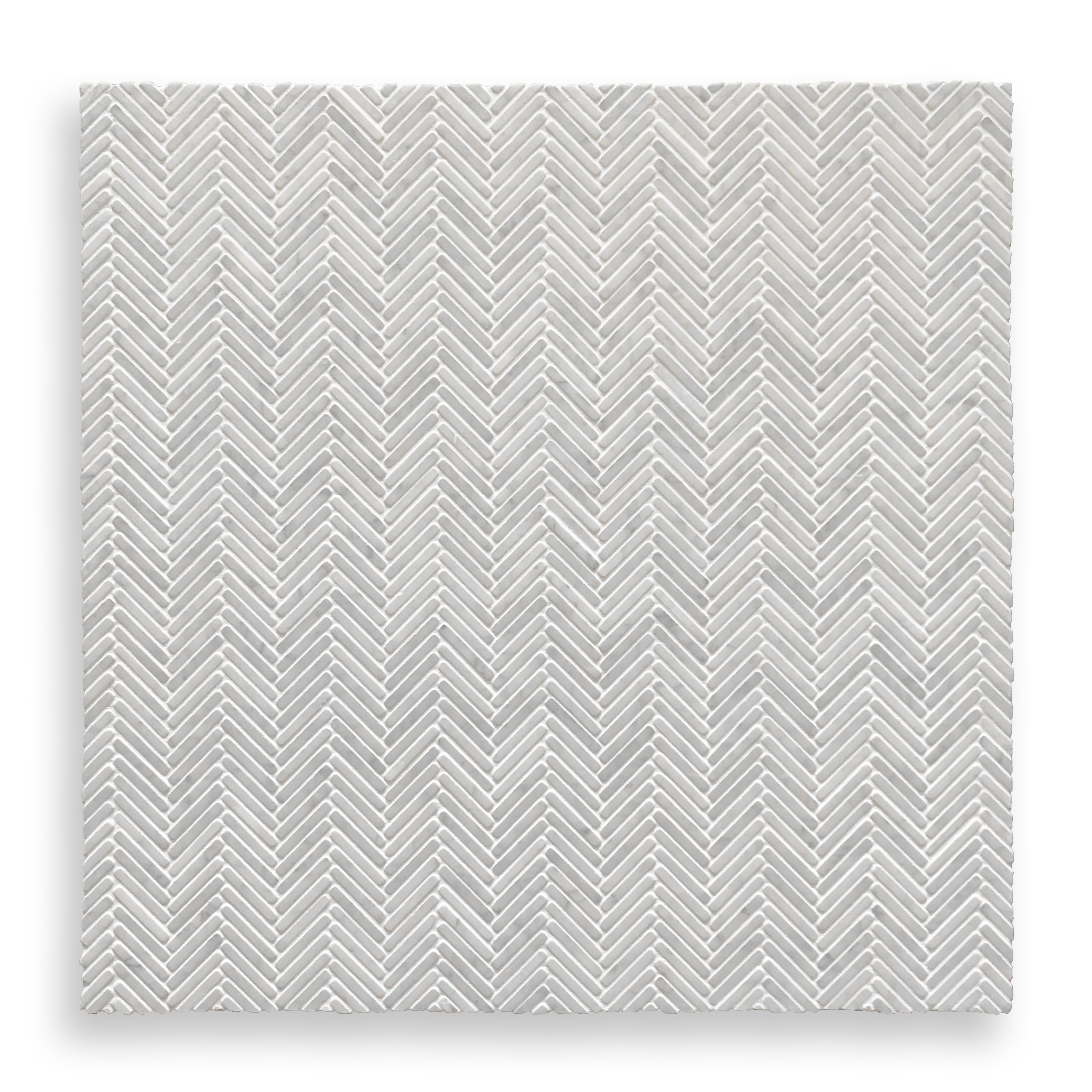Clovelly Carrara Marble Herringbone Mini Mosaic Tile — White, Marble, Stone