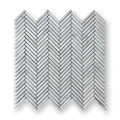 Clovelly Carrara Marble Herringbone Mini Mosaic Tile — White, Marble, Stone