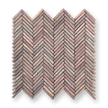 Clovelly Rosa Travertine Natural Stone Herringbone Mosaic Tile — Red, Travertine, Stone
