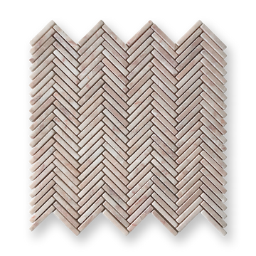 Clovelly Rosado Limestone Herringbone Mini Mosaic Tile — Pink, Limestone, Stone