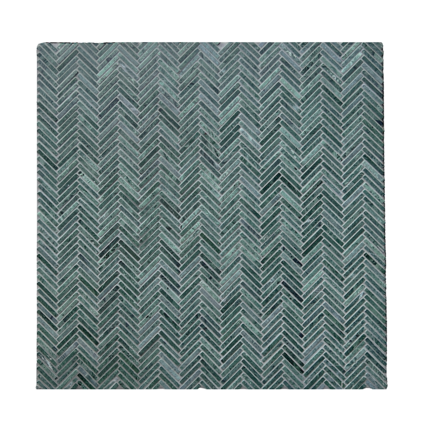 Clovelly Taj Green Quartzite Herringbone Mini Mosaic Tile — Green, Quartzite, Stone
