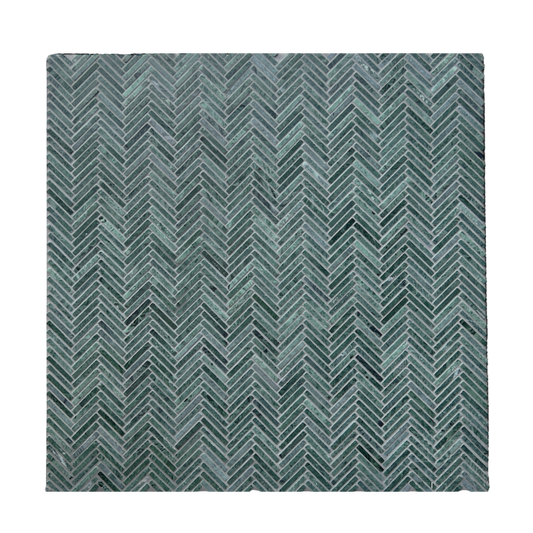 Clovelly Taj Green Quartzite Herringbone Mini Mosaic Tile — Green, Quartzite, Stone