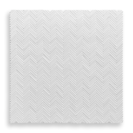 Clovelly Thassos Marble Herringbone Mini Mosaic Tile — White, Marble, Stone