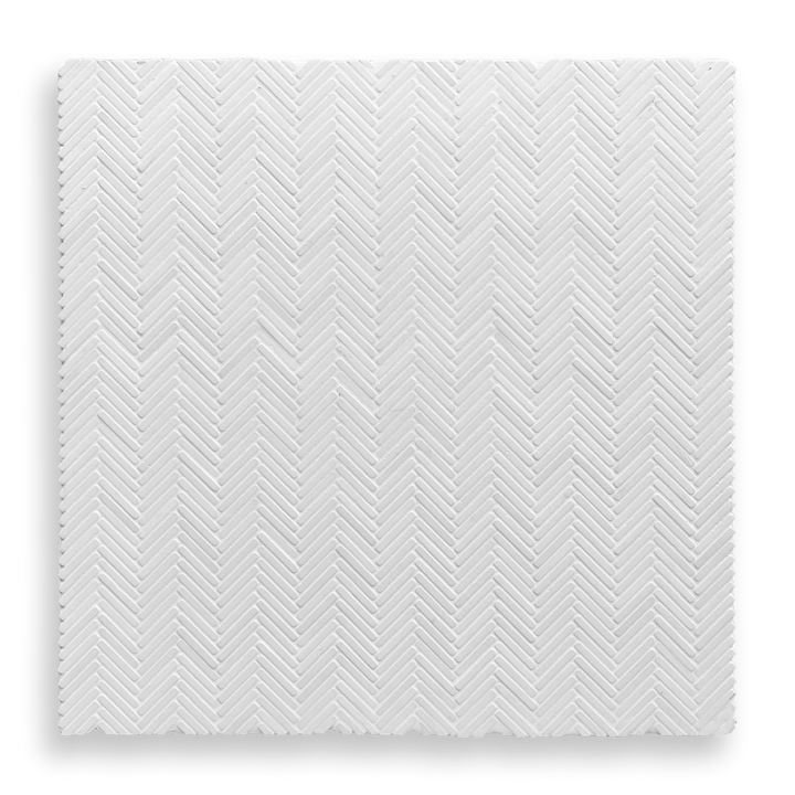 Clovelly Thassos Marble Herringbone Mini Mosaic Tile — White, Marble, Stone