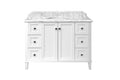 Coventry 120 x 55 Single Bowl Satin White Vanity with Real Marble Top & Ceramic Undercounter Basin — Freestanding