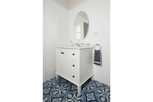 Coventry 90 x 55 Satin White Vanity with Real Marble Top & Ceramic Undercounter Basin
