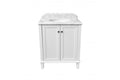 Coventry 75 x 55 Satin White Vanity with Real Marble Top & Ceramic Undercounter Basin — Freestanding
