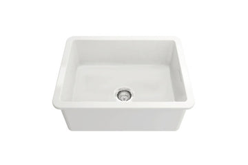 Cuisine 60 x 46 Inset / Undermount Fine Fireclay Gloss White Sink — Fireclay & Ceramic, Kitchen Sinks