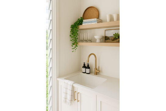 Cuisine 60 x 46 Inset / Undermount Fine Fireclay Gloss White Sink