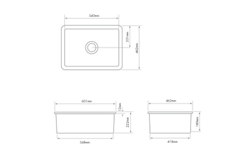 Cuisine 60 x 46 Inset / Undermount Fine Fireclay Gloss White Sink — Fireclay & Ceramic, Kitchen Sinks