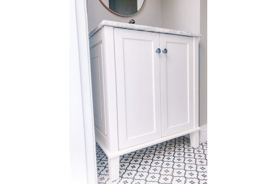 Coventry 75 x 55 Satin White Vanity with Real Marble Top & Ceramic Undercounter Basin