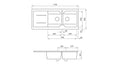 Cuisine 116 x 50 Inset / Undermount Fine Fireclay Gloss White Sink - Double Bowl and Single Drainer