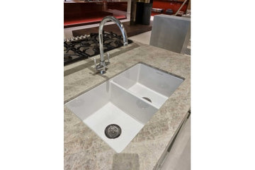 Cuisine 85 x 46 Double Inset / Undermount Fine Fireclay Gloss White Sink — Fireclay & Ceramic, Kitchen Sinks