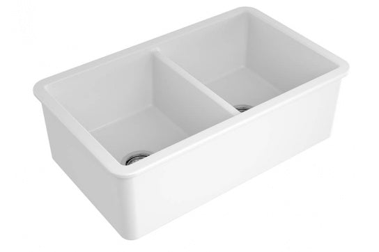 Cuisine 85 x 46 Double Inset / Undermount Fine Fireclay Gloss White Sink