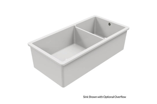 Cuisine 93 x 48 One and a Half Bowl Inset / Undermount Fine Fireclay Gloss White Sink