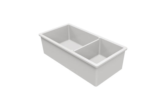 Cuisine 93 x 48 One and a Half Bowl Inset / Undermount Fine Fireclay Gloss White Sink — Fireclay & Ceramic, Kitchen Sinks
