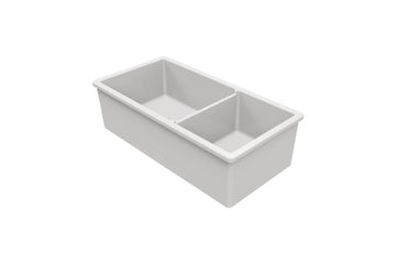 Cuisine 93 x 48 One and a Half Bowl Inset / Undermount Fine Fireclay Gloss White Sink — Fireclay & Ceramic, Kitchen Sinks