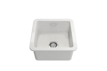 Cuisine 46 x 46 Inset / Undermount Fine Fireclay Gloss White Sink — Fireclay & Ceramic, Kitchen Sinks
