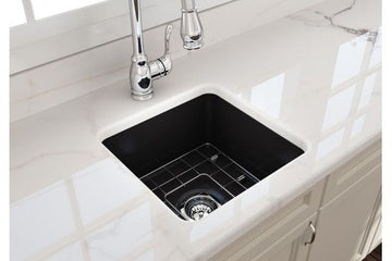 Cuisine 46 x 46 Inset / Undermount Fine Fireclay Matte Black Sink — Fireclay & Ceramic, Kitchen Sinks