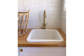 Cuisine 46 x 46 Inset / Undermount Fine Fireclay Gloss White Sink — Fireclay & Ceramic, Kitchen Sinks