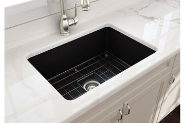 Cuisine 68 x 48 Inset / Undermount Fine Fireclay Matte Black Sink — Fireclay & Ceramic, Kitchen Sinks