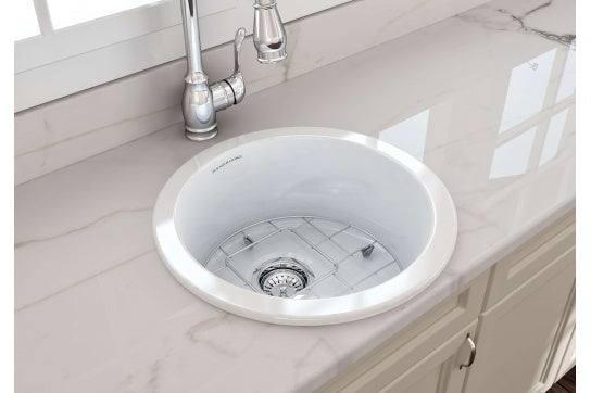 Cuisine Round 47 Inset / Undermount Fine Fireclay Gloss White Sink