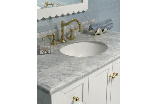 Coventry 120 x 55 Single Bowl Satin White Vanity with Real Marble Top & Ceramic Undercounter Basin