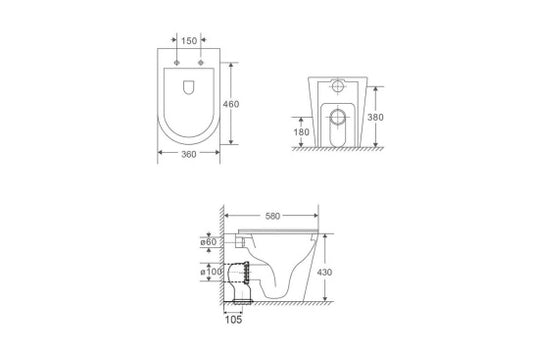 Fino WhisperFlush Gloss White Floor Pan with Thick Seat
