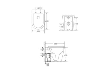 Package - Fino WhisperFlush Gloss White Floor Mounted Pan & Thin Seat + Geberit In-wall Cistern + Flush Plate