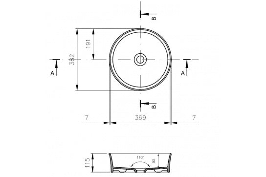 Fino Round 382 Above Counter Fireclay Basin - Matte White
