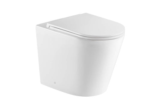 Package - Fino WhisperFlush Gloss White Floor Mounted Pan & Thin Seat + Geberit In-wall Cistern + Flush Plate
