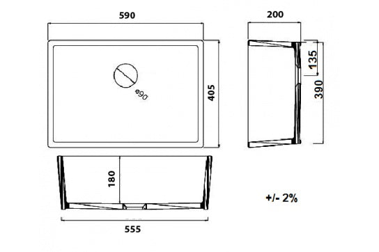 Galdor 60 x 41 Fine Fireclay Farmhouse Butler Sink