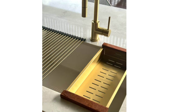 Sink Colander 43 x 19 - Brushed Brass — Gold & Brass, Sink Accessories
