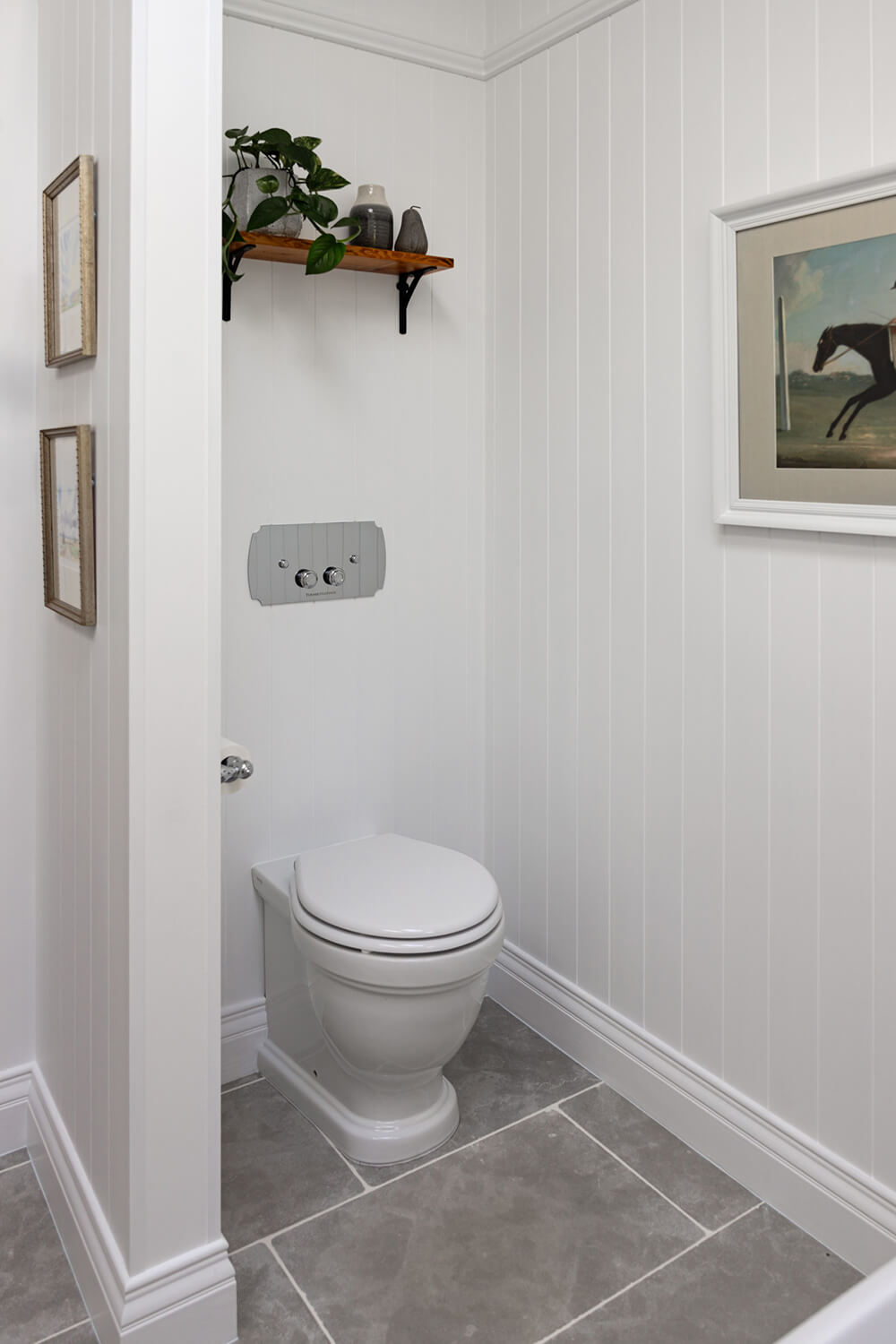 Package - Claremont Floor Mounted Pan & Seat + Geberit In-wall Cistern + Traditional Flush Plate