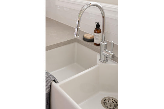 Chester 80 x 50 Double Flat Front Fine Fireclay Farmhouse Butler Sink
