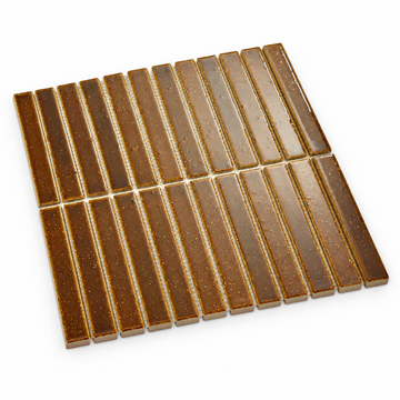 Kisarazu Amber Japanese Look Kit Kat Mosaic Tile, angled sheet visualisation