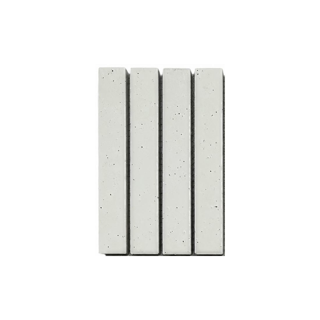 Kisarazu Speckled White Japanese Look Kit Kat Mosaic Tile, close-up of glaze and chips