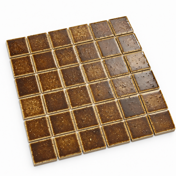 Kurashiki Amber Japanese Look Square Mosaic Tile, angled sheet visualisation