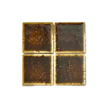 Kurashiki Espresso Japanese Look Square Mosaic Tile, close-up of glaze and chips