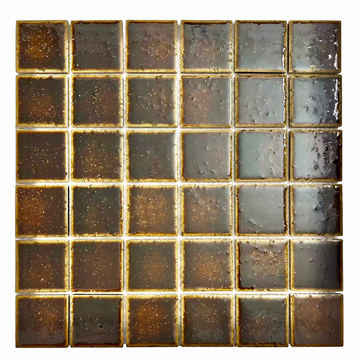 Kurashiki Espresso Japanese Look Square Mosaic Tile, front view of complete sheet