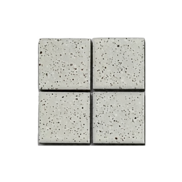 Kurashiki Glossy Light Grey Japanese Look Square Mosaic Tile, close-up of glaze and chips