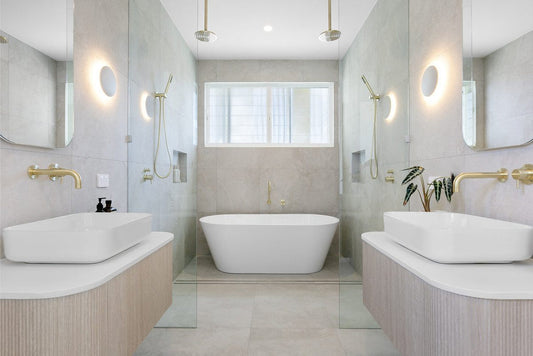 ROUND CEILING SHOWER ARM 300MM GOLD